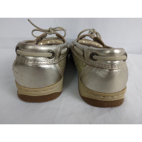 SEBAGO Gold METALLIC Leather Deck Boat Shoes Loafers Flat Womens Size 7.5 - Picture 9 of 11